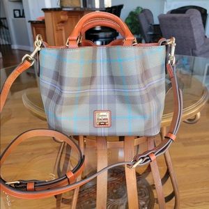 Dooney & Bourke Coated Cotton Mini Barlow Satchel/Shoulder/Crossbody Olive Plaid